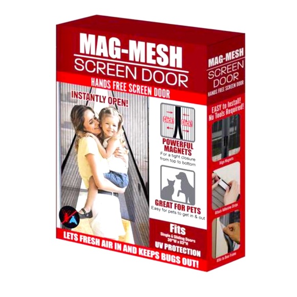 NEW Magnetic Mesh Screen Door Hands-Free Magnetic Closure 39" x 83" - Picture 1 of 16